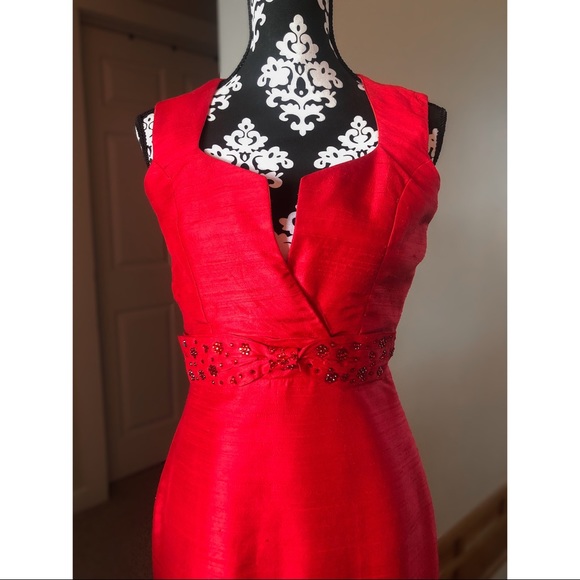 Handmade Custom Red Rhinestone Dress - Picture 3 of 4